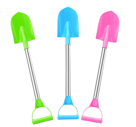 pelles plage metal vert bleu rose