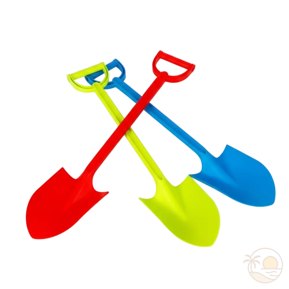 pelles plastique plage rouge vert bleu