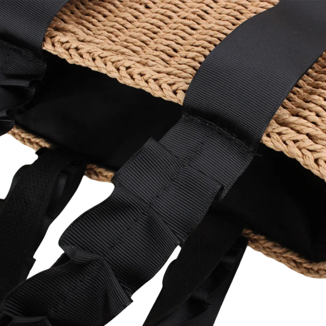 petit panier de plage noir anses