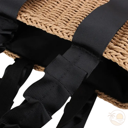 petit panier de plage noir anses