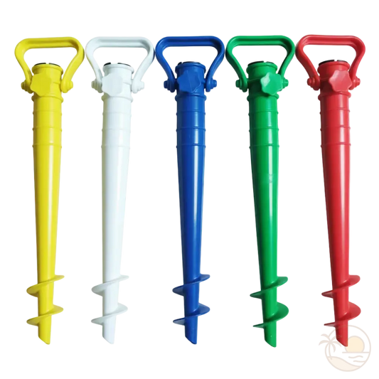 pieds de parasol à visser plage blanc bleu rouge vert jaune