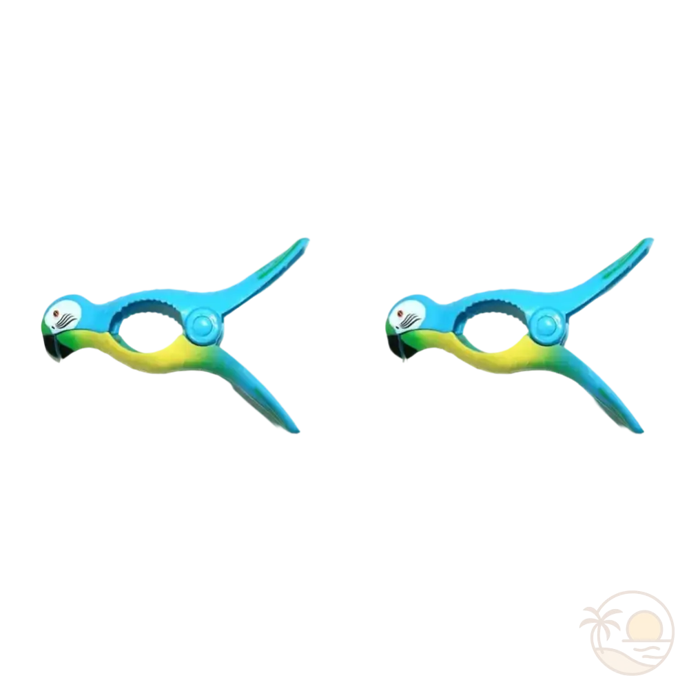 pinces serviette de plage perroquets bleus