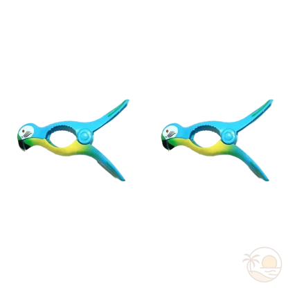 pinces serviette de plage perroquets bleus