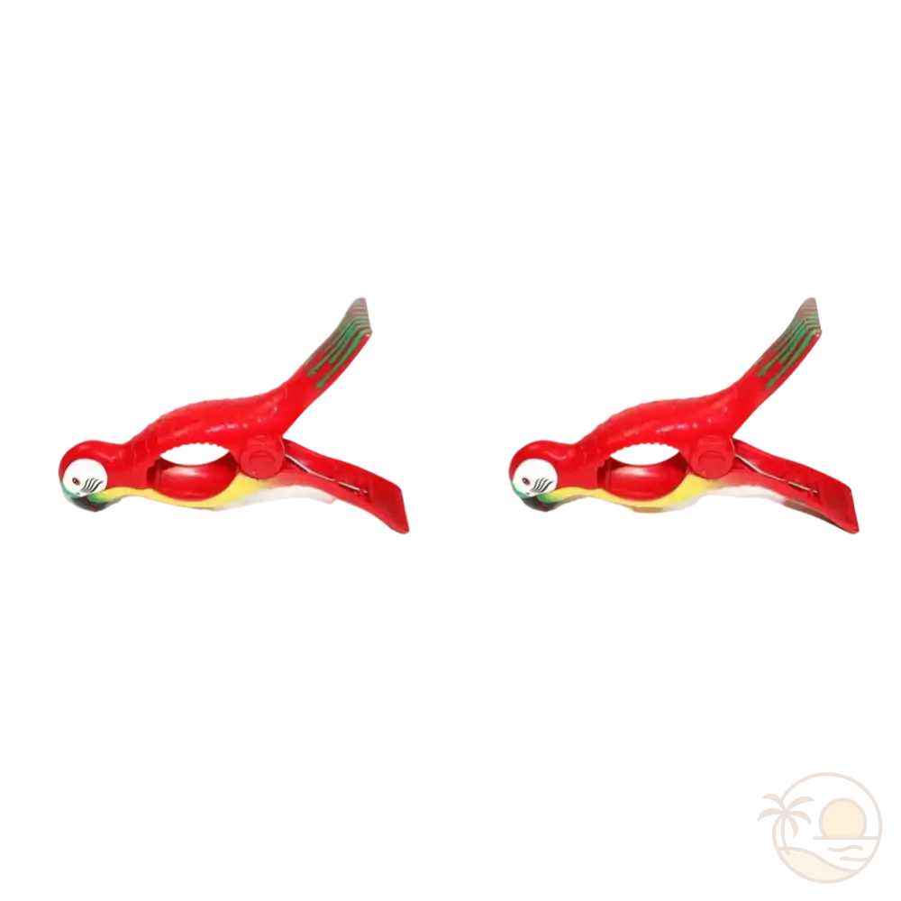 pinces serviette de plage perroquets rouges