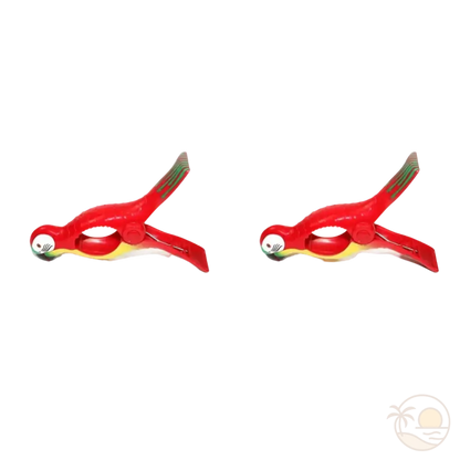 pinces serviette de plage perroquets rouges