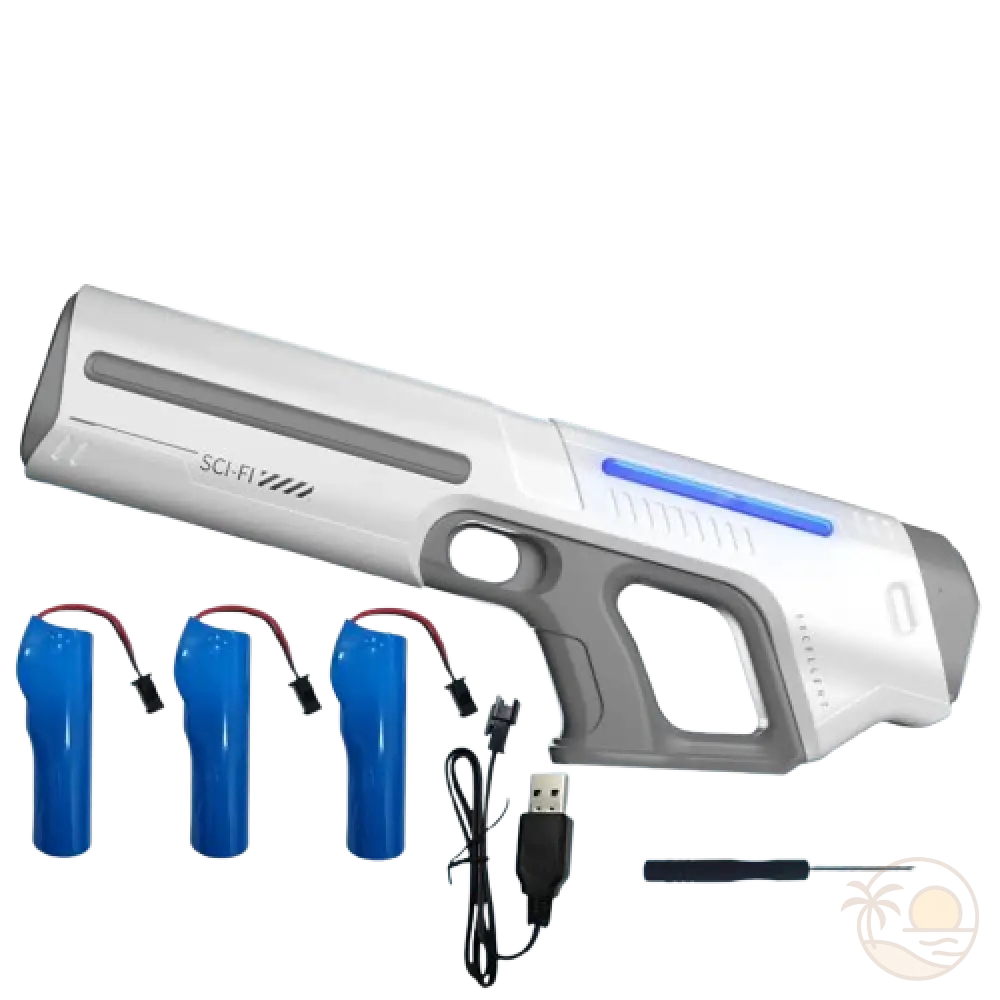 pistolet electrique a eau - blanc - 3 batteries
