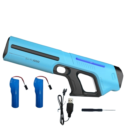pistolet electrique a eau - bleu - 2 batteries