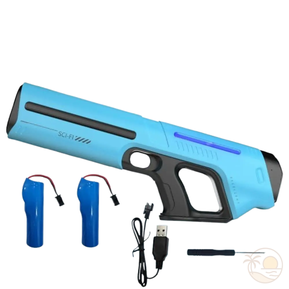 pistolet electrique a eau - bleu - 2 batteries
