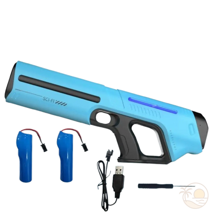 pistolet electrique a eau - bleu - 2 batteries
