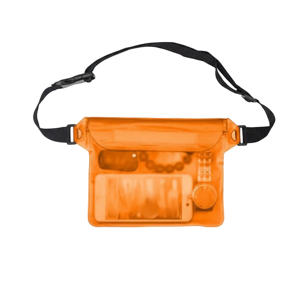 pochette de plage transparente orange