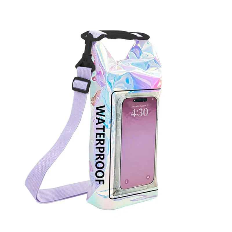 pochette etanche pour la plage argent irise