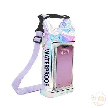 pochette etanche pour la plage argent irise
