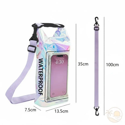 pochette etanche pour la plage argent irise dimensions