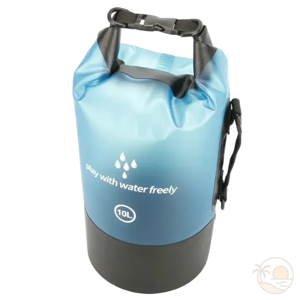 pochette plage etanche bleu 10 L profil