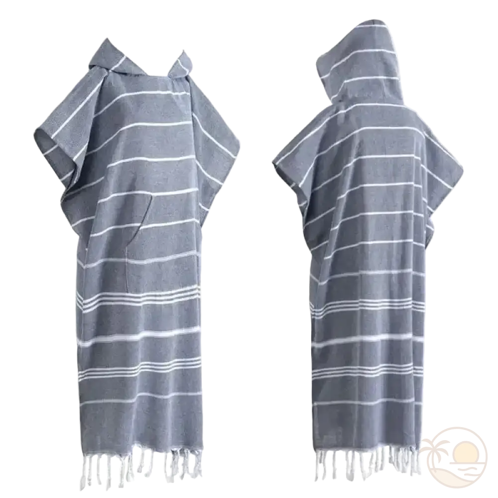 poncho de bain plage recto verso gris