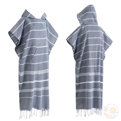poncho de bain plage recto verso gris