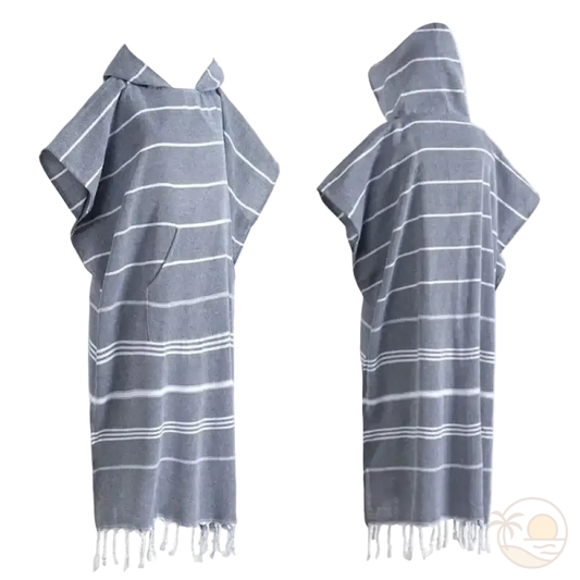 poncho de bain plage recto verso gris