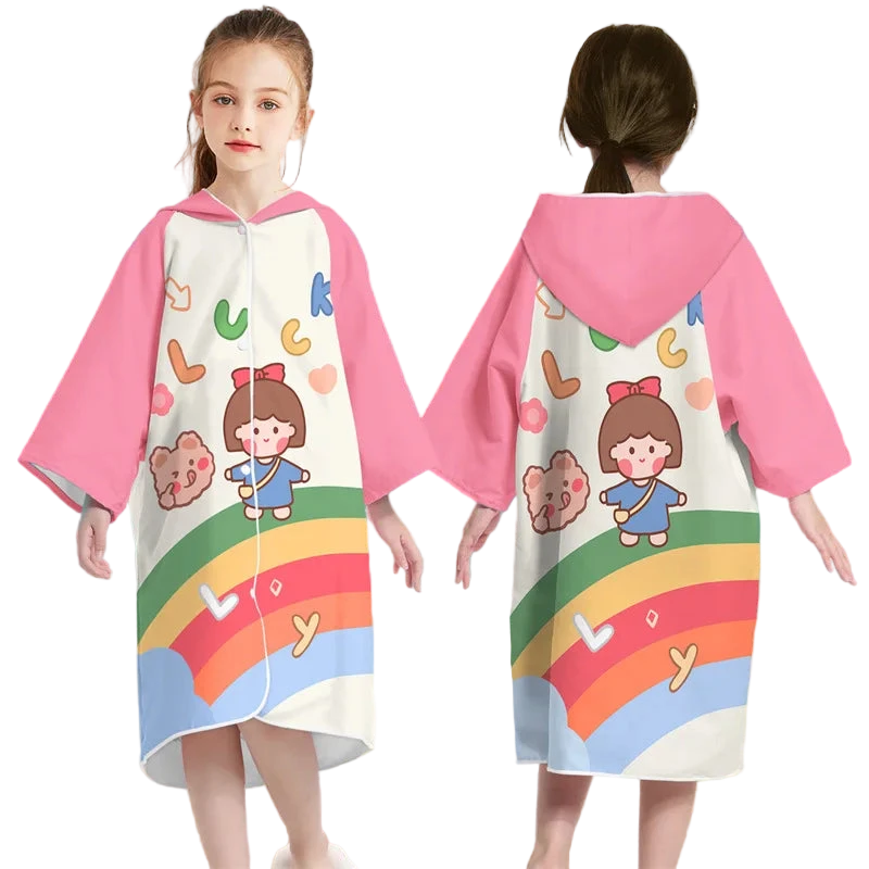 poncho de plage enfant arc-en-ciel