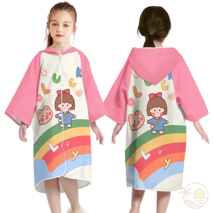 poncho de plage enfant arc-en-ciel