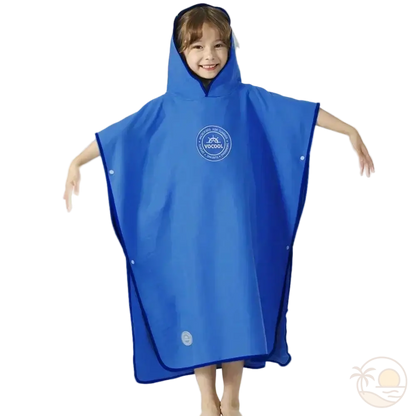 poncho de plage enfant bleu enfant