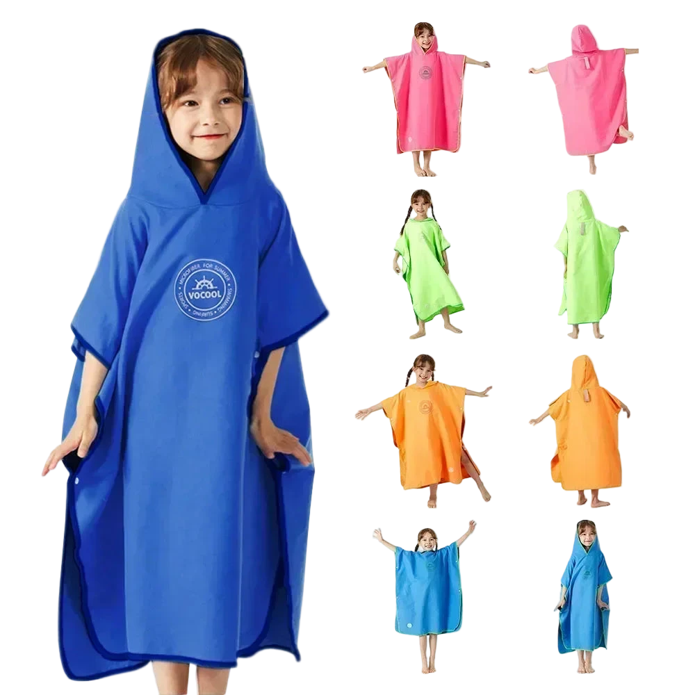poncho de plage enfant bleu enfant rose vert orange bleu clair