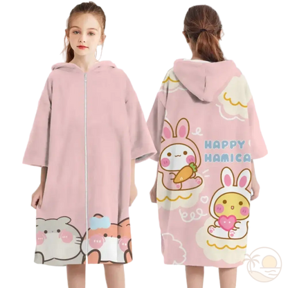 poncho de plage enfant lapins