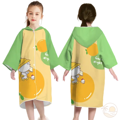 poncho de plage enfant oranges