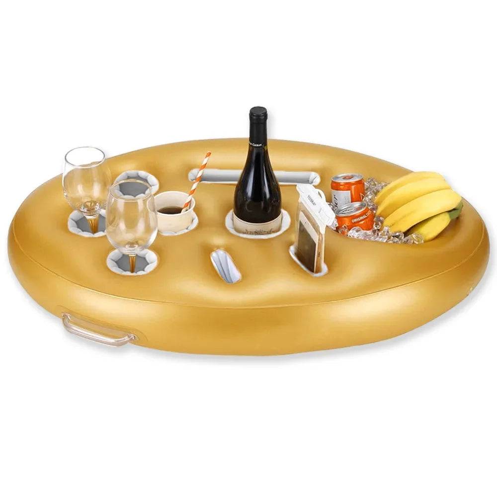 porte gobelet gonflable piscine or