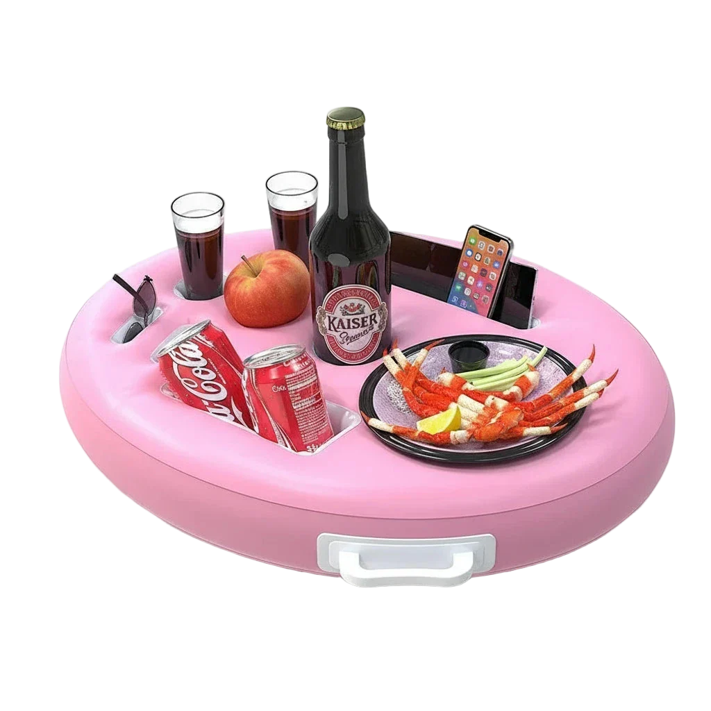 porte gobelet gonflable piscine rose