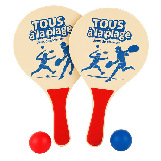 raquette de plage en bois deux