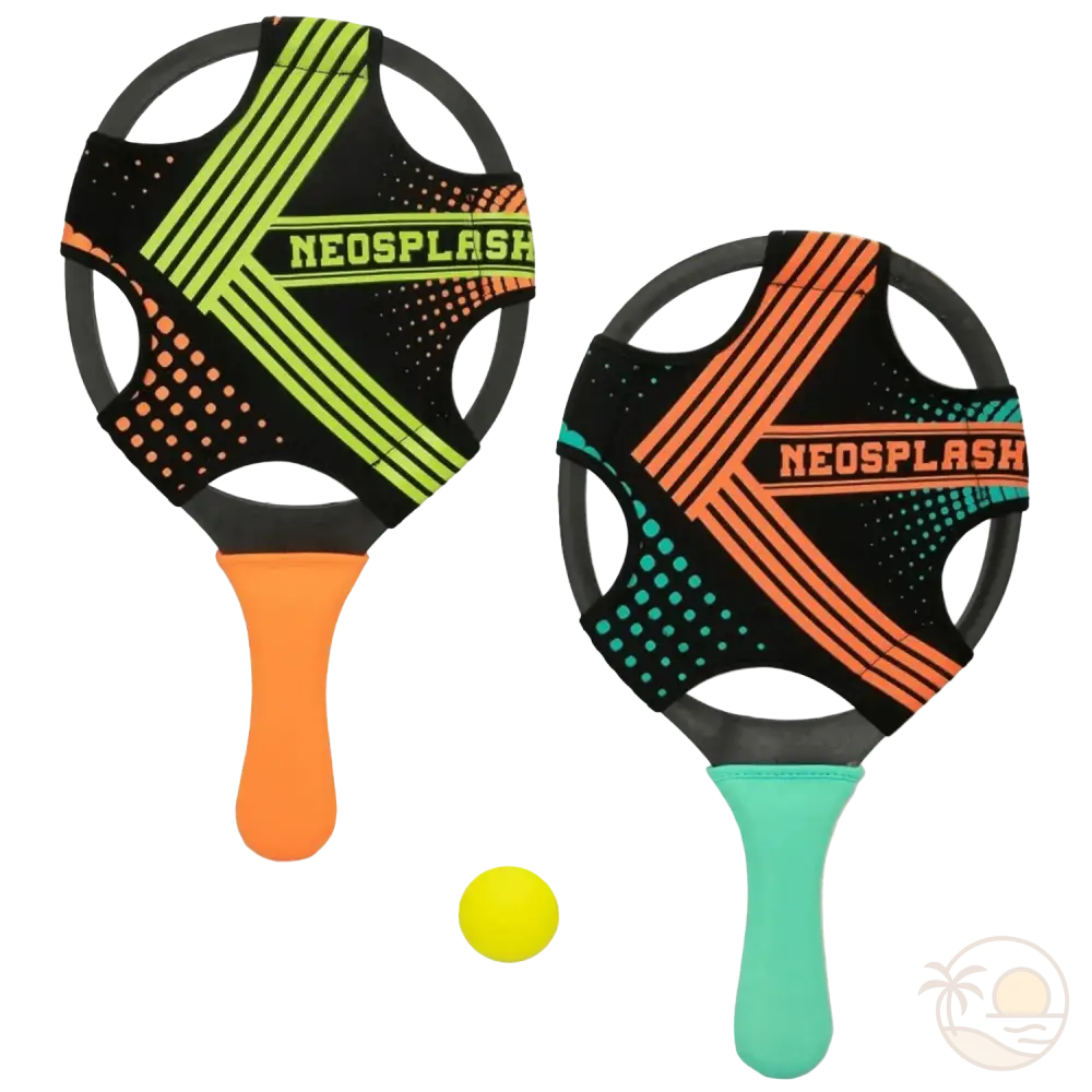 raquettes de plage en plastique orange vert balle