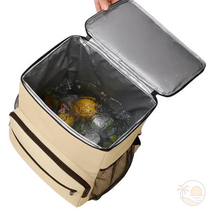 sac a dos glaciere beige ouvert