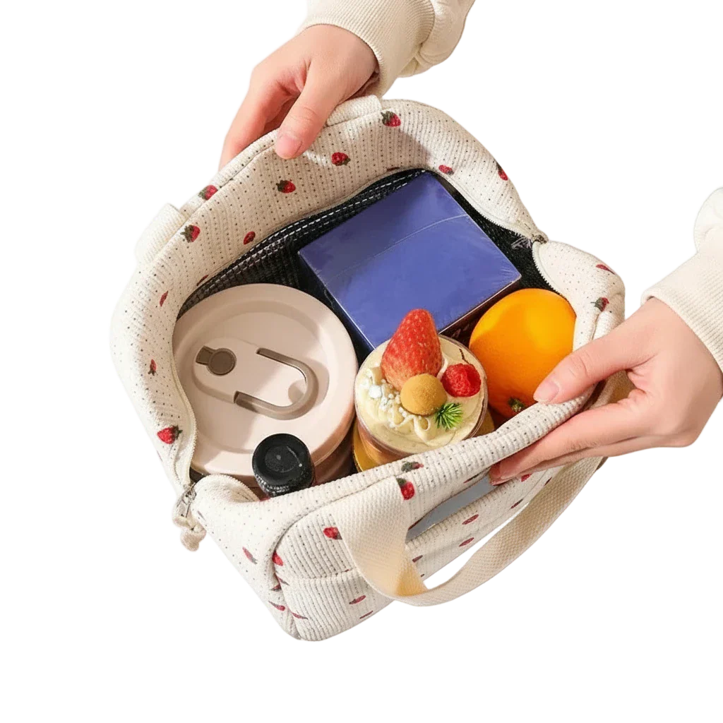 sac a repas isotherme fraise interieur