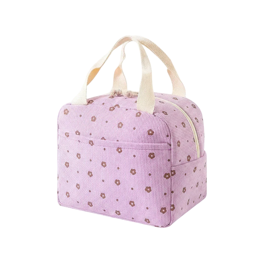 sac a repas isotherme violet fleurs