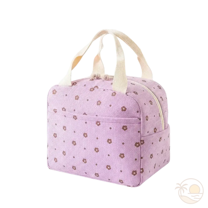 sac a repas isotherme violet fleurs