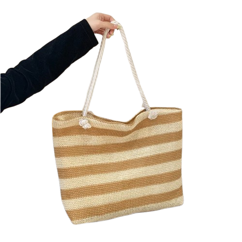 sac de plage beige main