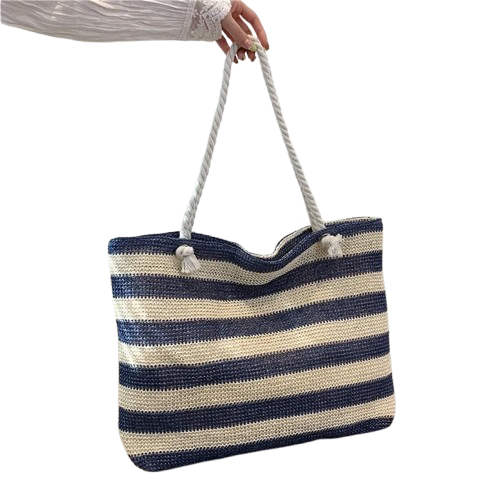 sac de plage bleu main