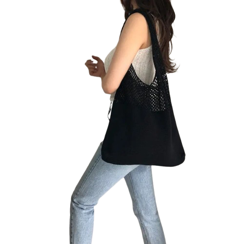 sac de plage crochet noir femme