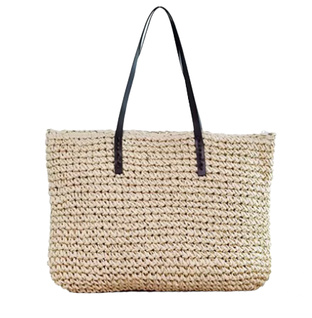 sac de plage en osier beige