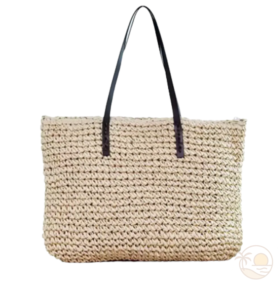 sac de plage en osier beige