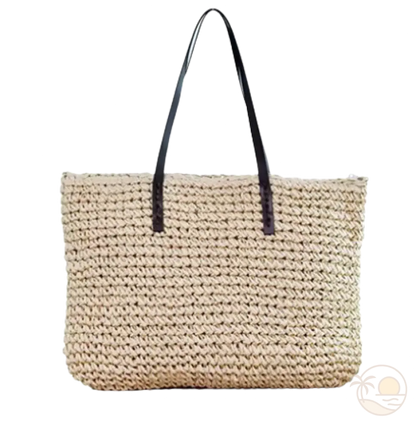 sac de plage en osier beige