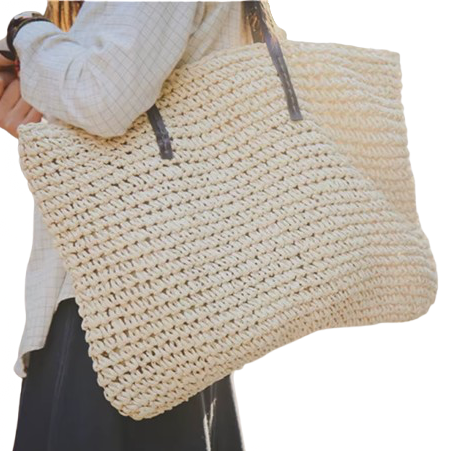 sac de plage en osier beige femme