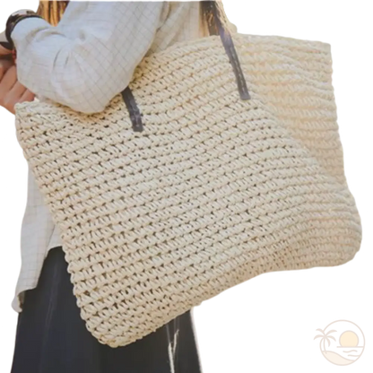 sac de plage en osier beige femme
