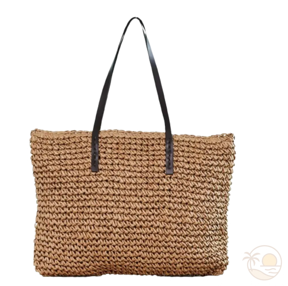 sac de plage en osier marron clair