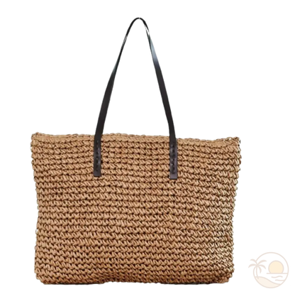 sac de plage en osier marron clair