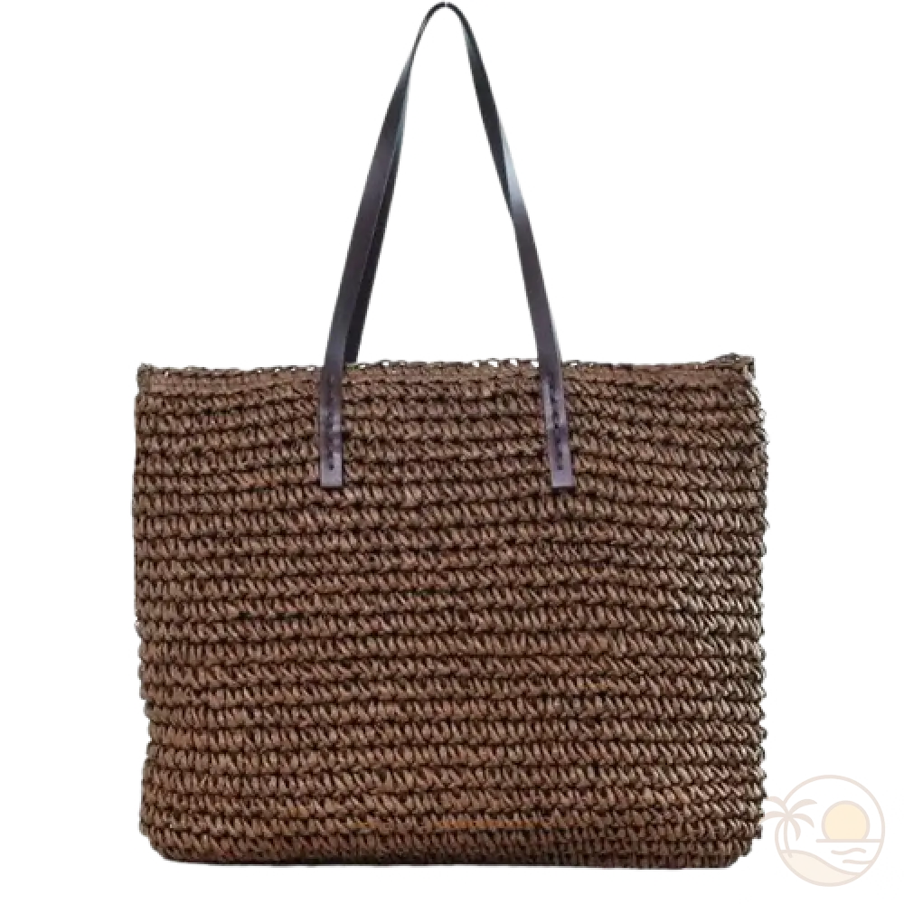 sac de plage en osier marron fonce