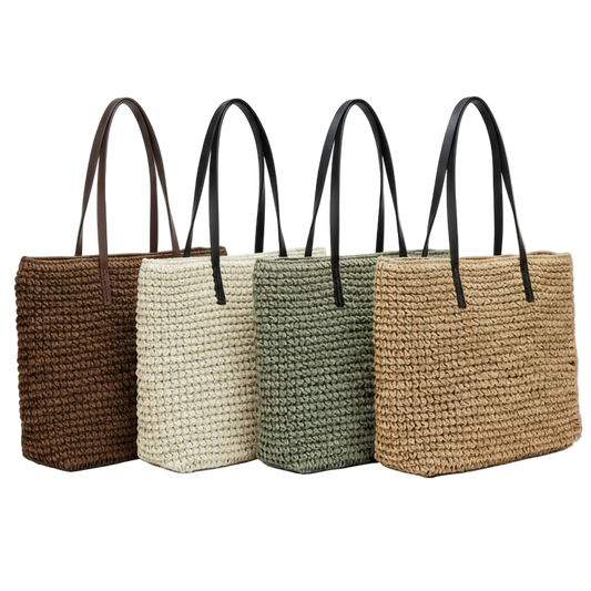 sac de plage en osier vert beige marron fonce marron clair