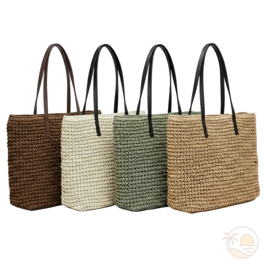 sac de plage en osier vert beige marron fonce marron clair