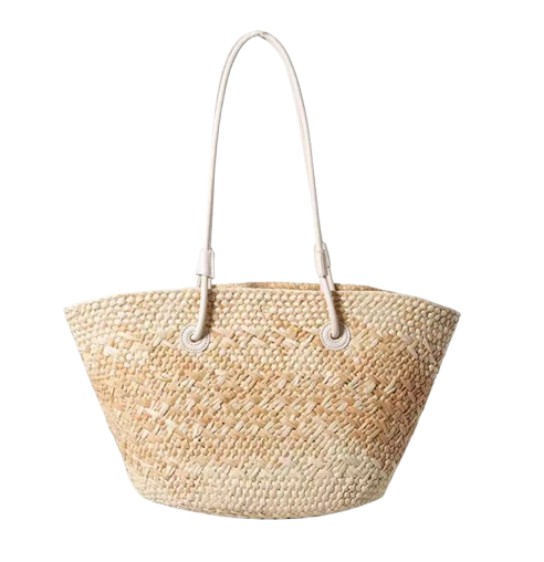 sac de plage en paille beige