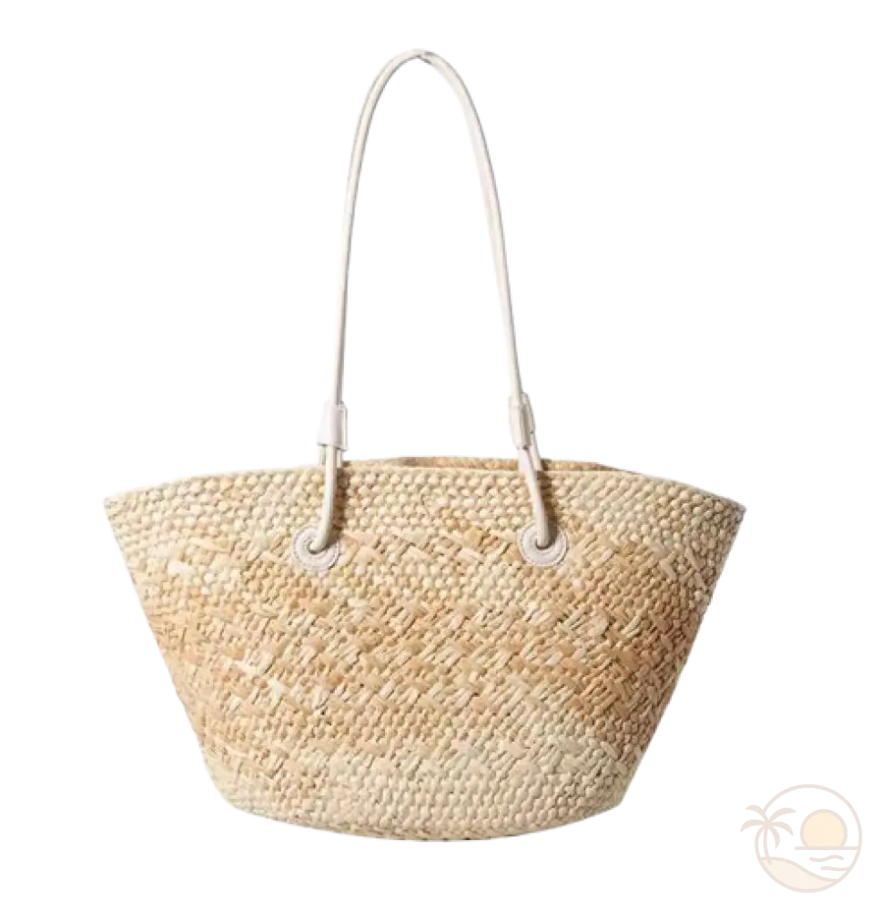 sac de plage en paille beige